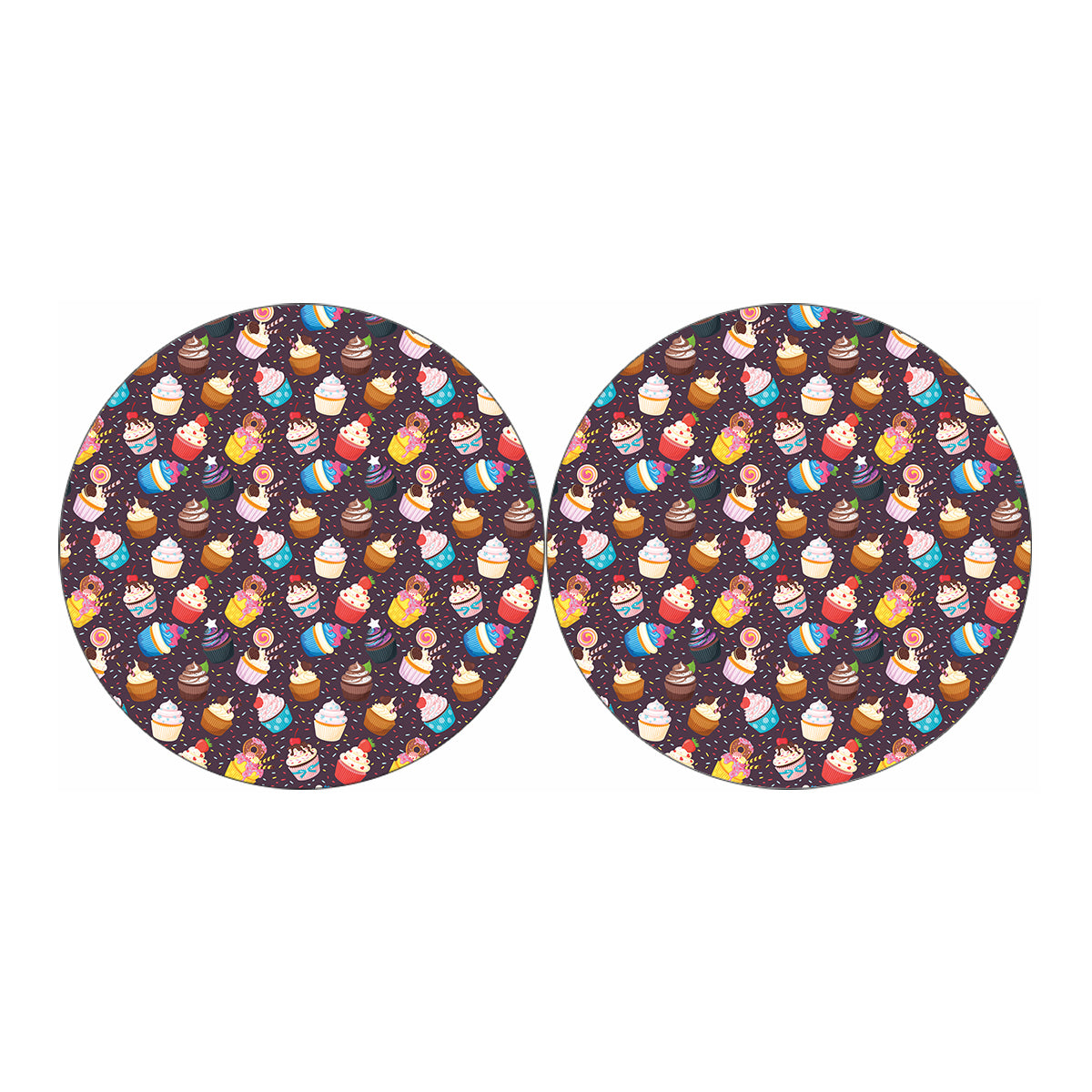 Cute Cupcake Pattern Print Car Coasters