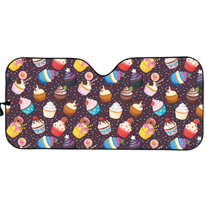 Cute Cupcake Pattern Print Car Sun Shade