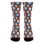 Cute Cupcake Pattern Print Crew Socks