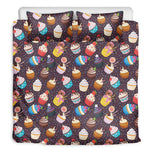 Cute Cupcake Pattern Print Duvet Cover Bedding Set