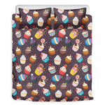 Cute Cupcake Pattern Print Duvet Cover Bedding Set