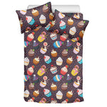 Cute Cupcake Pattern Print Duvet Cover Bedding Set