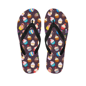 Cute Cupcake Pattern Print Flip Flops