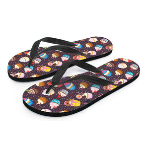 Cute Cupcake Pattern Print Flip Flops