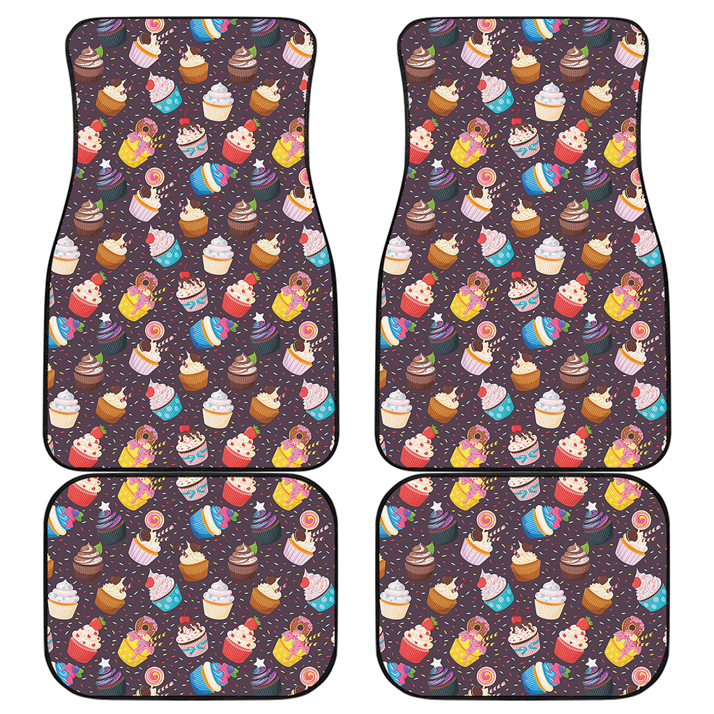 Cute Cupcake Pattern Print Front and Back Car Floor Mats