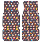 Cute Cupcake Pattern Print Front and Back Car Floor Mats