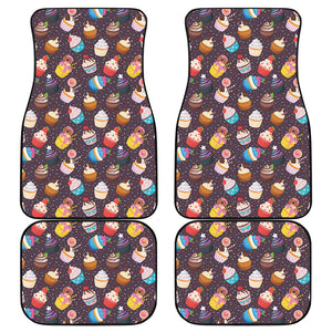 Cute Cupcake Pattern Print Front and Back Car Floor Mats