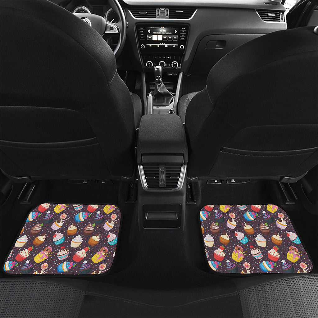 Cute Cupcake Pattern Print Front and Back Car Floor Mats