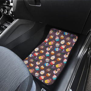 Cute Cupcake Pattern Print Front and Back Car Floor Mats