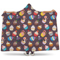 Cute Cupcake Pattern Print Hooded Blanket