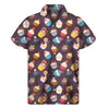 Cute Cupcake Pattern Print Men's Short Sleeve Shirt