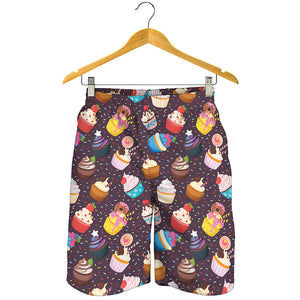 Cute Cupcake Pattern Print Men's Shorts