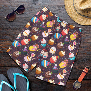 Cute Cupcake Pattern Print Men's Shorts