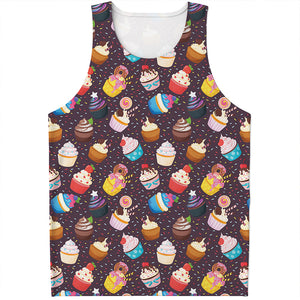 Cute Cupcake Pattern Print Men's Tank Top