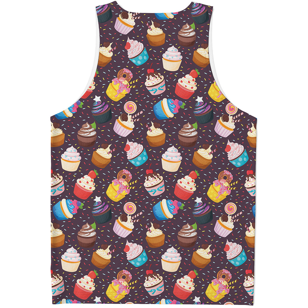 Cute Cupcake Pattern Print Men's Tank Top