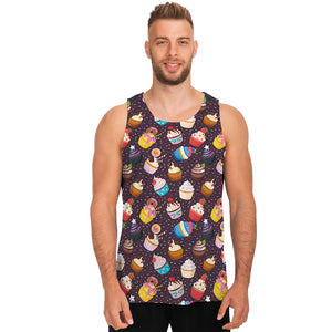 Cute Cupcake Pattern Print Men's Tank Top