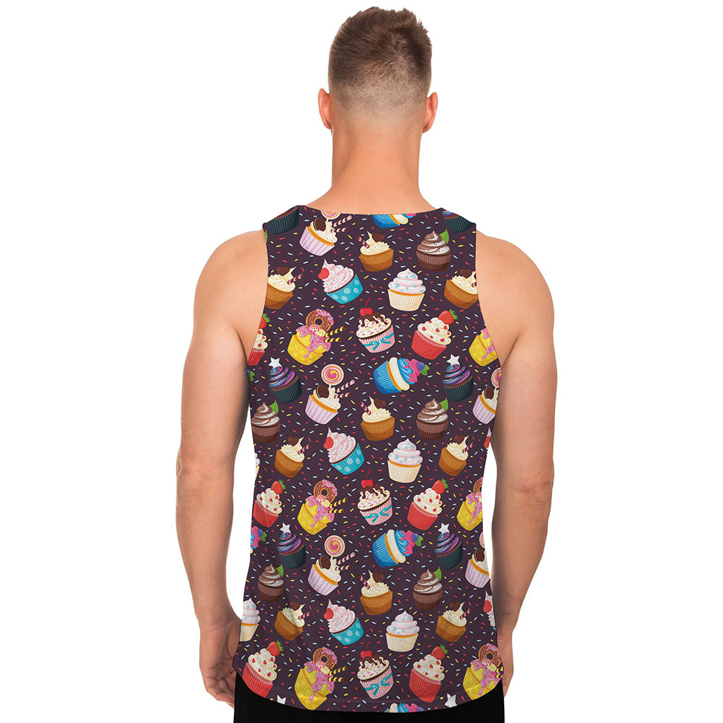 Cute Cupcake Pattern Print Men's Tank Top