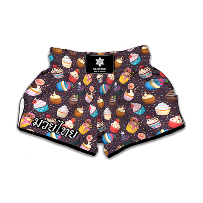 Cute Cupcake Pattern Print Muay Thai Boxing Shorts