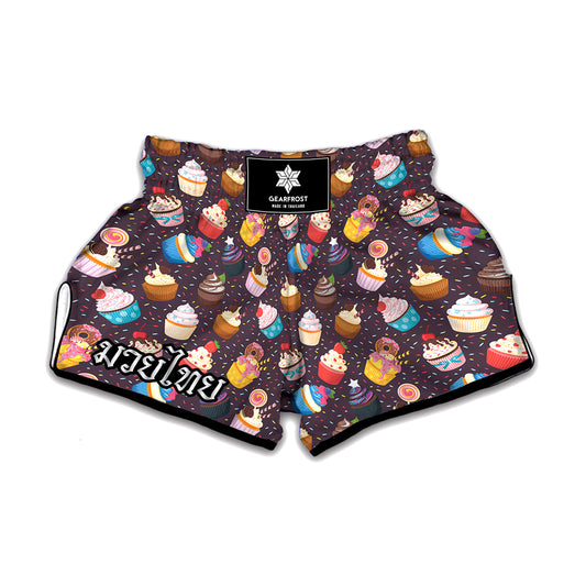 Cute Cupcake Pattern Print Muay Thai Boxing Shorts