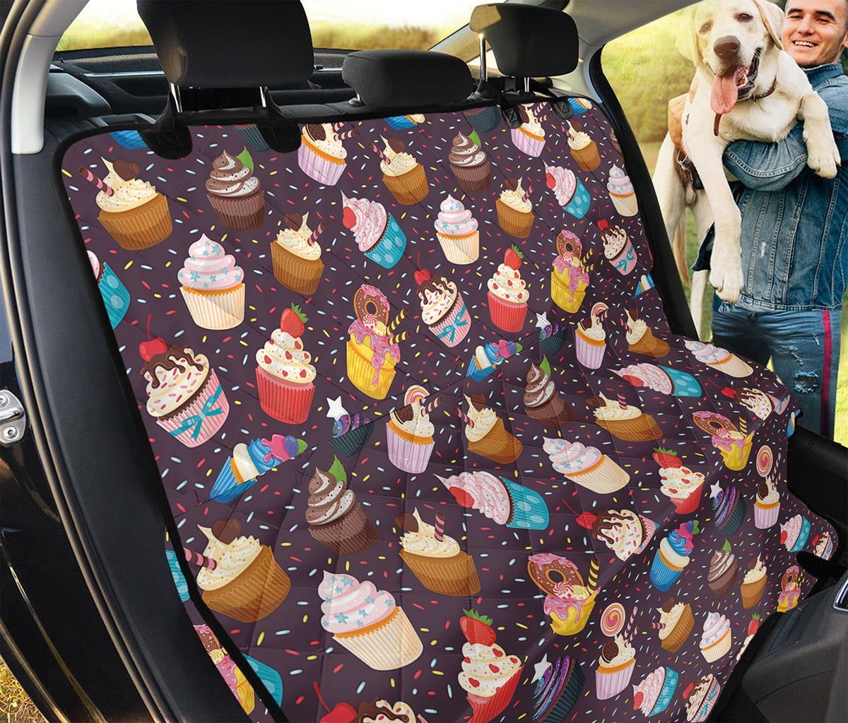 Cute Cupcake Pattern Print Pet Car Back Seat Cover