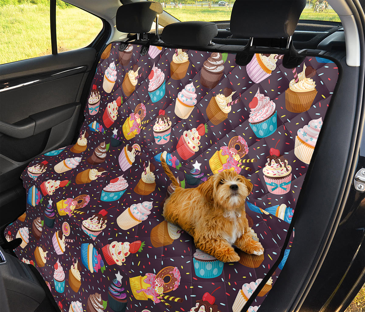 Cute Cupcake Pattern Print Pet Car Back Seat Cover