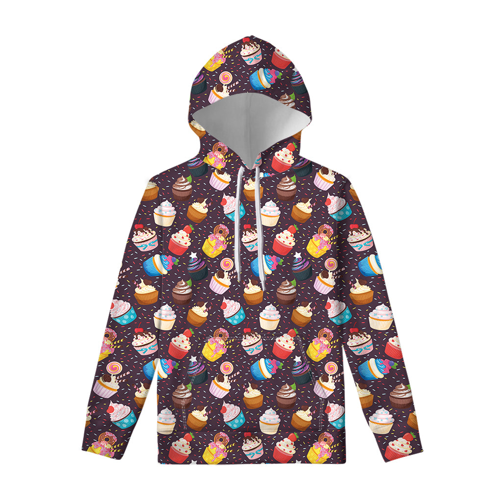 Cute Cupcake Pattern Print Pullover Hoodie