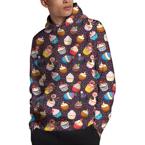 Cute Cupcake Pattern Print Pullover Hoodie