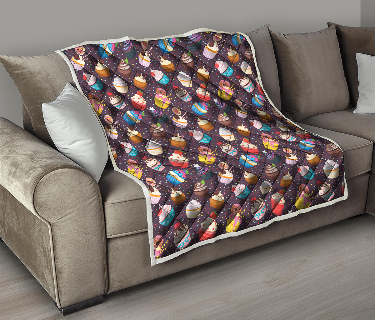 Cute Cupcake Pattern Print Quilt