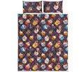 Cute Cupcake Pattern Print Quilt Bed Set