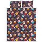 Cute Cupcake Pattern Print Quilt Bed Set