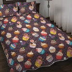 Cute Cupcake Pattern Print Quilt Bed Set