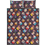 Cute Cupcake Pattern Print Quilt Bed Set