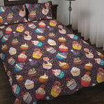 Cute Cupcake Pattern Print Quilt Bed Set