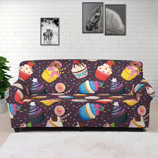 Cute Cupcake Pattern Print Sofa Cover