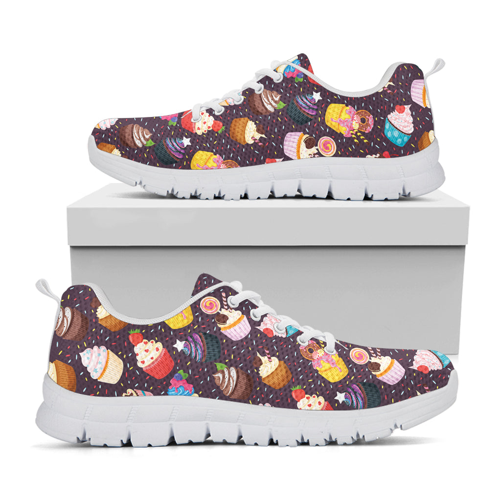 Cute Cupcake Pattern Print White Sneakers