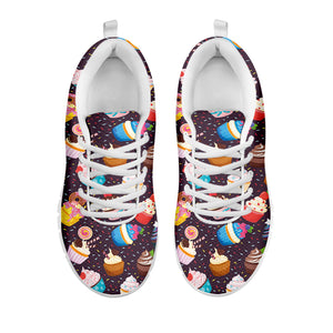 Cute Cupcake Pattern Print White Sneakers