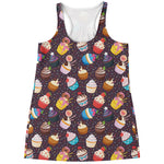 Cute Cupcake Pattern Print Women's Racerback Tank Top
