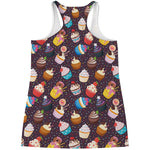 Cute Cupcake Pattern Print Women's Racerback Tank Top