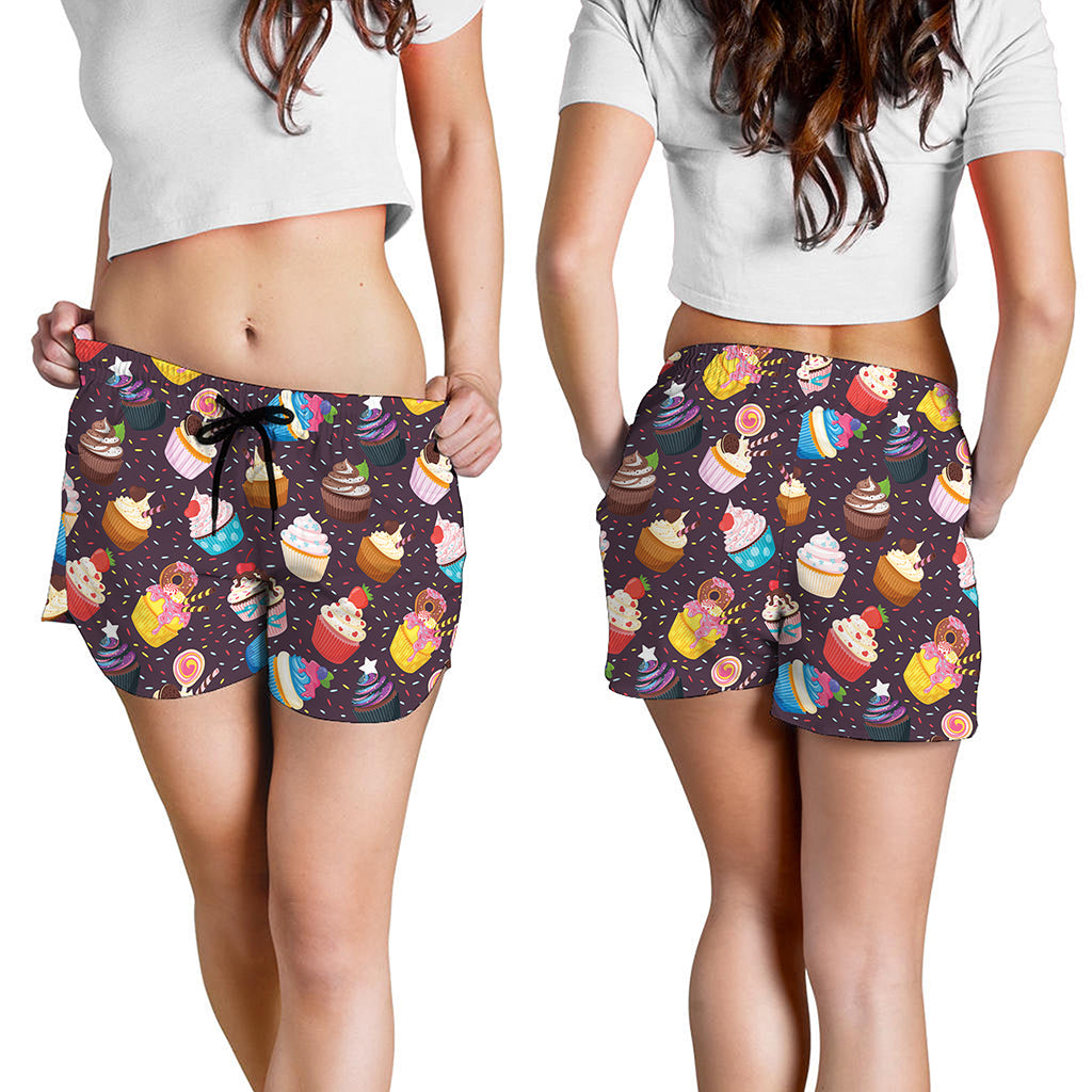 Cute Cupcake Pattern Print Women's Shorts