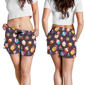 Cute Cupcake Pattern Print Women's Shorts