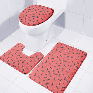 Cute Dachshund Pattern Print 3 Piece Bath Mat Set