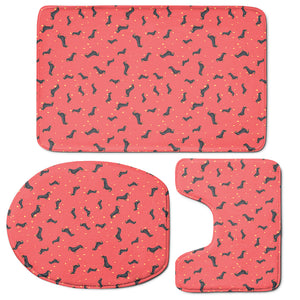 Cute Dachshund Pattern Print 3 Piece Bath Mat Set