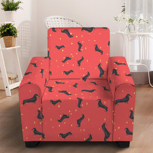 Cute Dachshund Pattern Print Armchair Slipcover