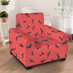 Cute Dachshund Pattern Print Armchair Slipcover