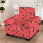 Cute Dachshund Pattern Print Armchair Slipcover