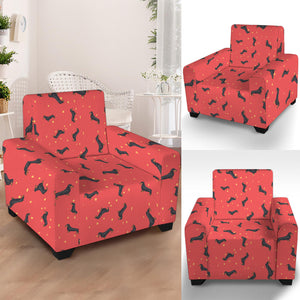 Cute Dachshund Pattern Print Armchair Slipcover