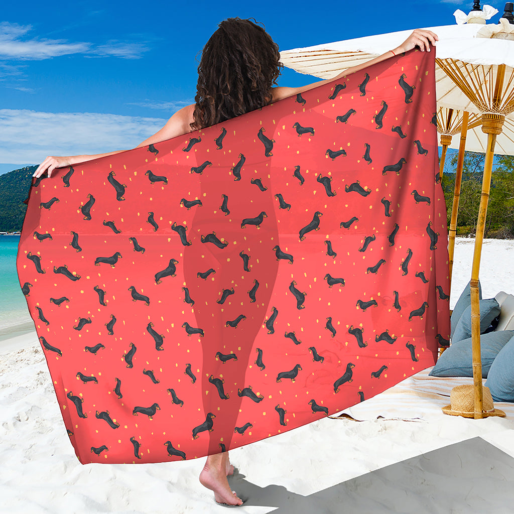 Cute Dachshund Pattern Print Beach Sarong Wrap