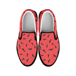 Cute Dachshund Pattern Print Black Slip On Shoes