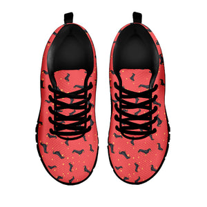 Cute Dachshund Pattern Print Black Sneakers