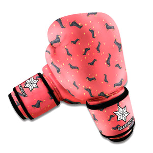 Cute Dachshund Pattern Print Boxing Gloves